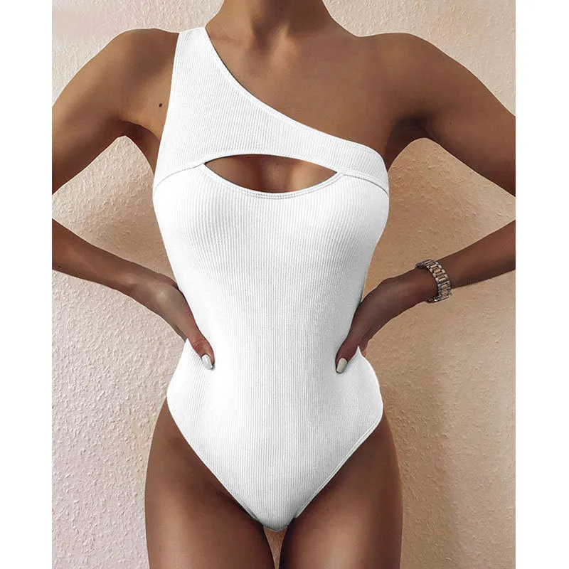 2023 New Sexy Monochrome One-Shoulder Bikini Swimsuit