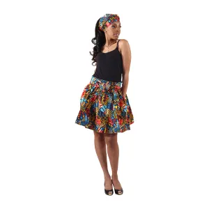 African Print 'Blue Mix' Short Skirt
