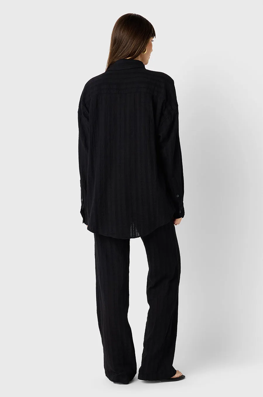BEACH STRIPE SUNDAY SHIRT IN BLACK