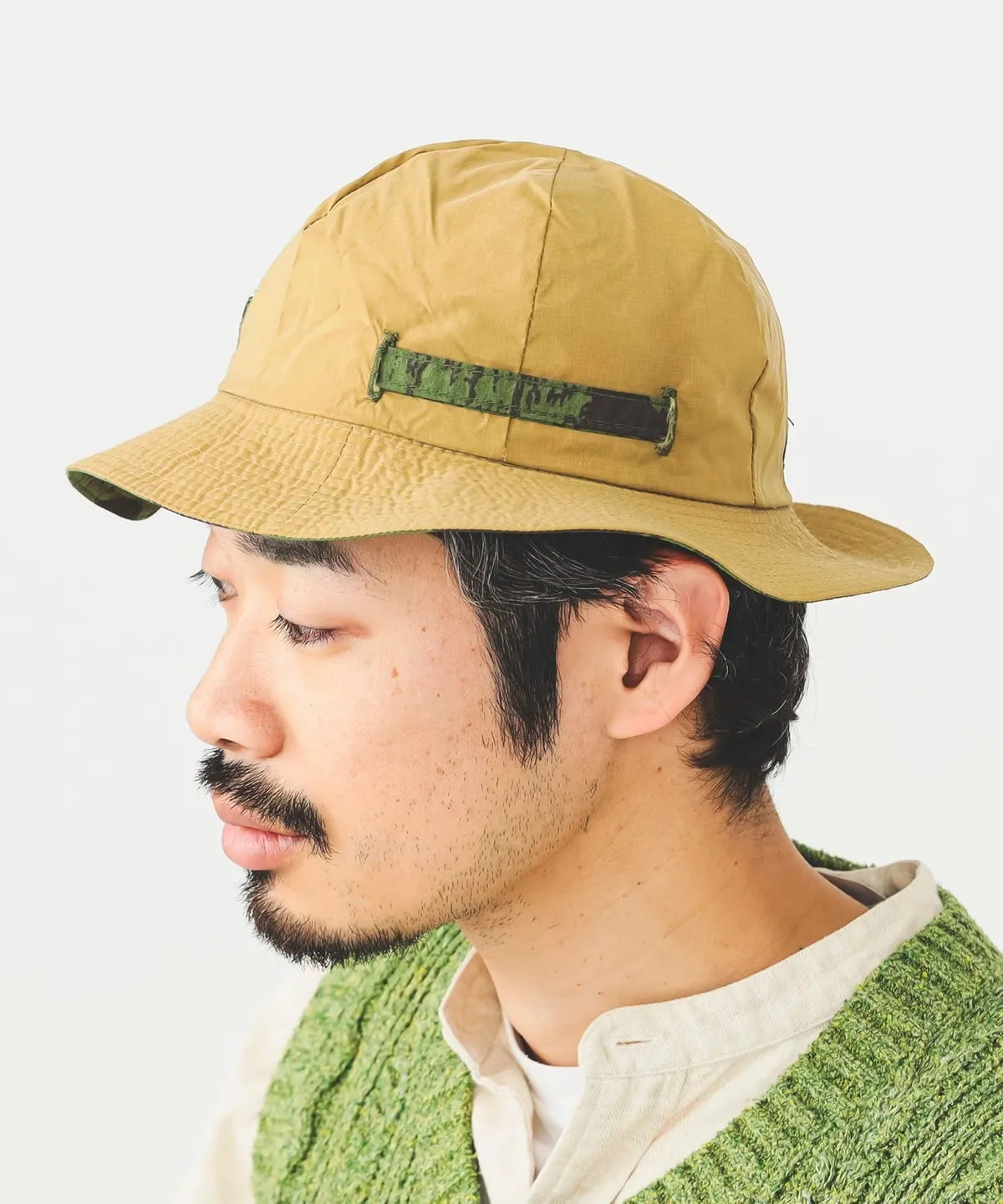 Beams Plus Mil Rev Sun Hat Nylon Camo Print - Olive
