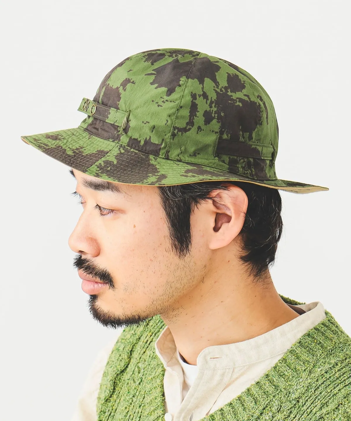 Beams Plus Mil Rev Sun Hat Nylon Camo Print - Olive