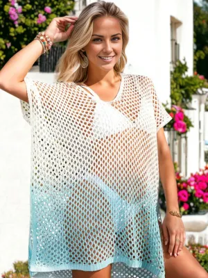 Bikini Ombre Mesh Crochet Cover Up Beach