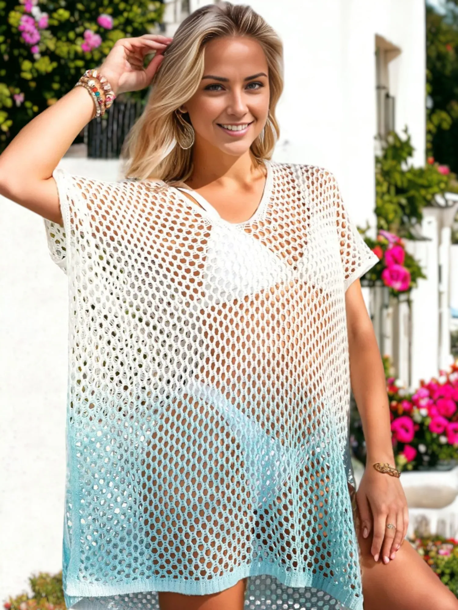 Bikini Ombre Mesh Crochet Cover Up Beach