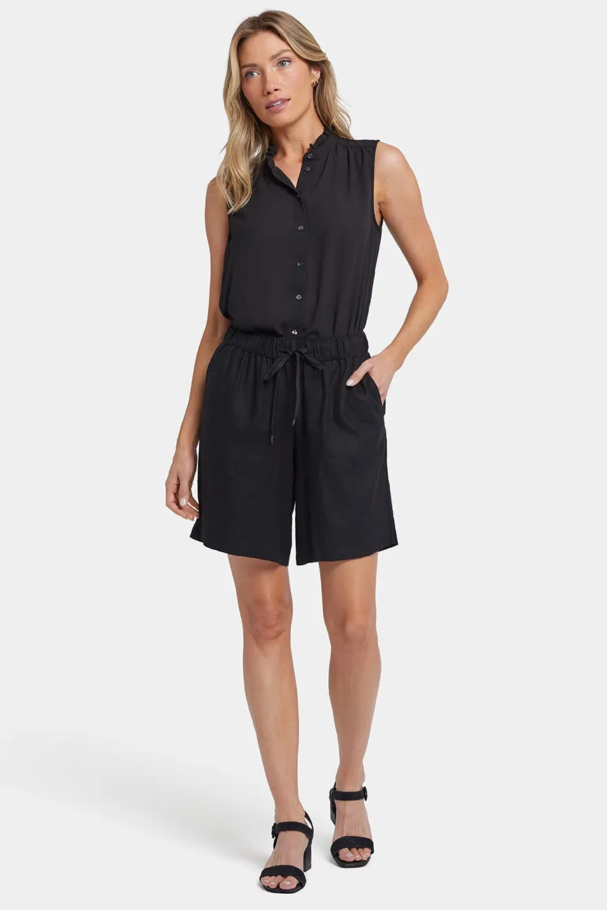 Breezy Bermuda Shorts In Stretch Linen | Black