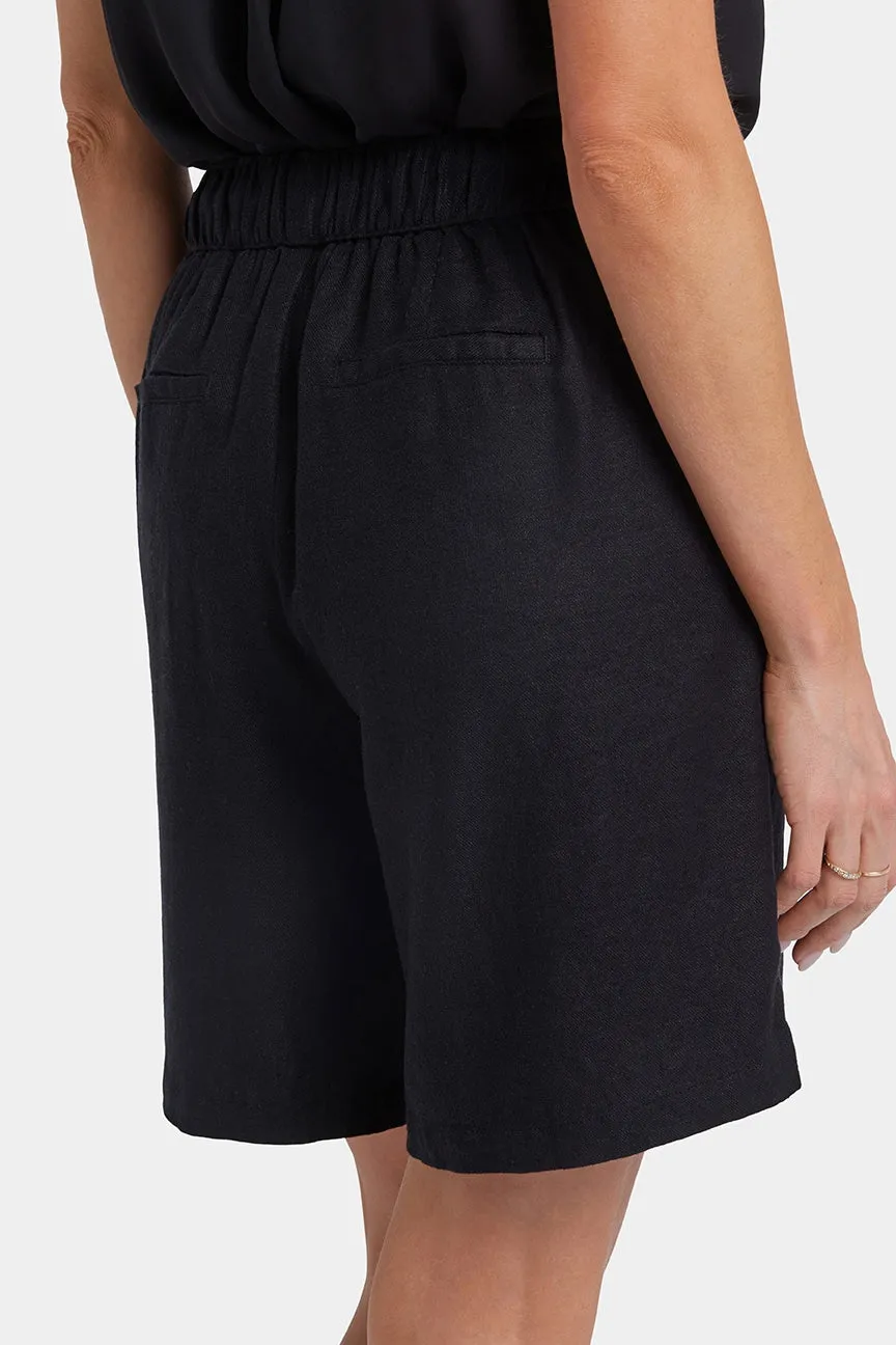 Breezy Bermuda Shorts In Stretch Linen | Black