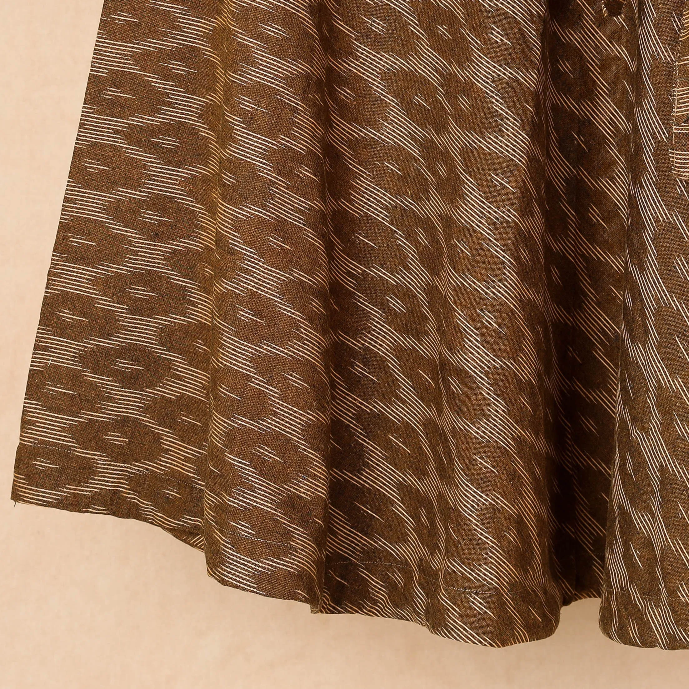 Brown - Wrap Around Cotton Pochampally Ikat Skirt