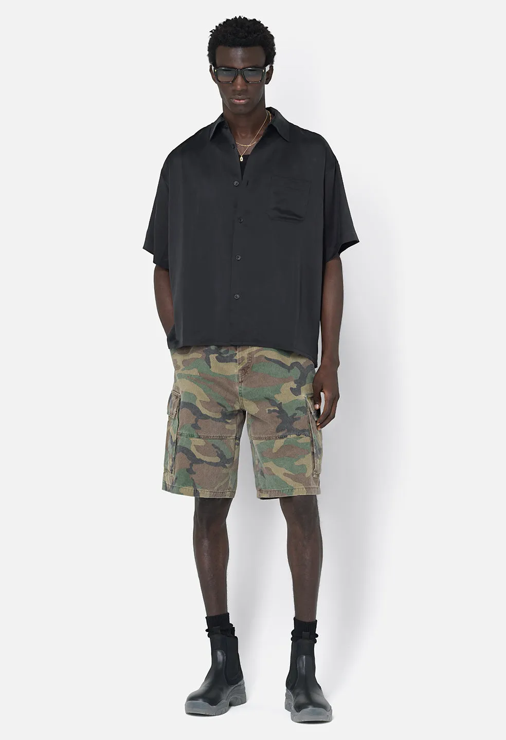 Brushed Silk Button Up / Black