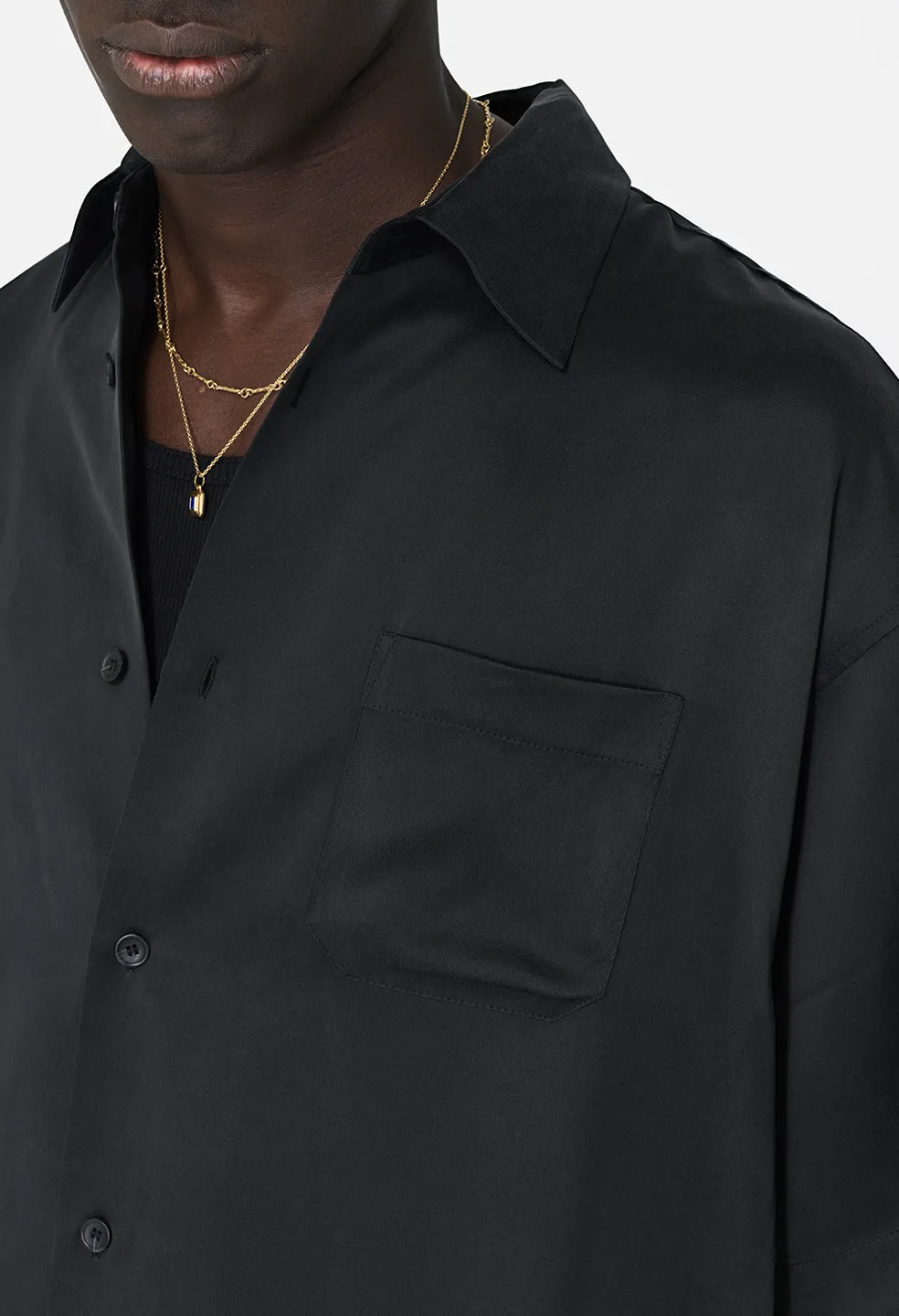 Brushed Silk Button Up / Black