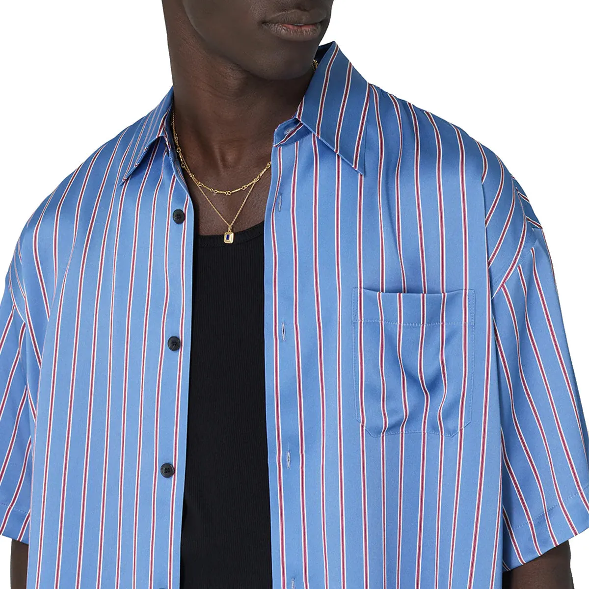 Brushed Silk Shirt 'Blue Burgundy'