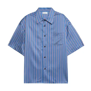 Brushed Silk Shirt 'Blue Burgundy'