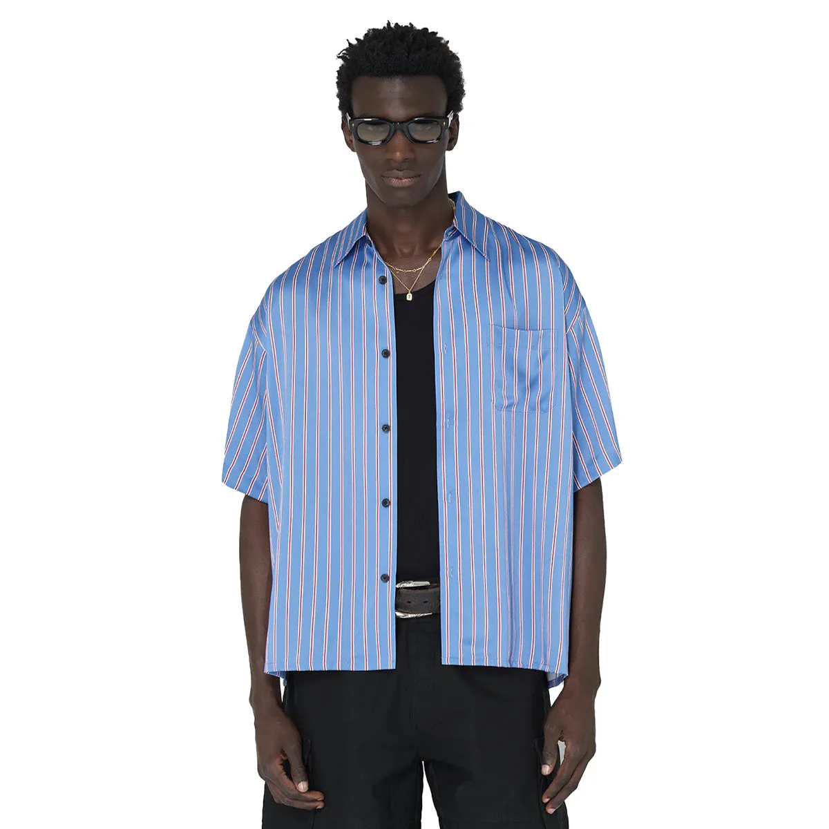 Brushed Silk Shirt 'Blue Burgundy'