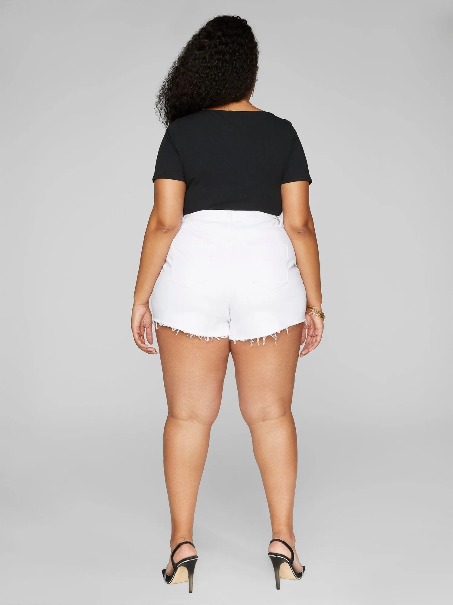 Fashion To Figure - High Rise White Cutoff Denim Shorts