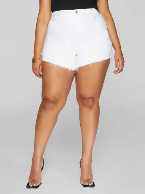 Fashion To Figure - High Rise White Cutoff Denim Shorts