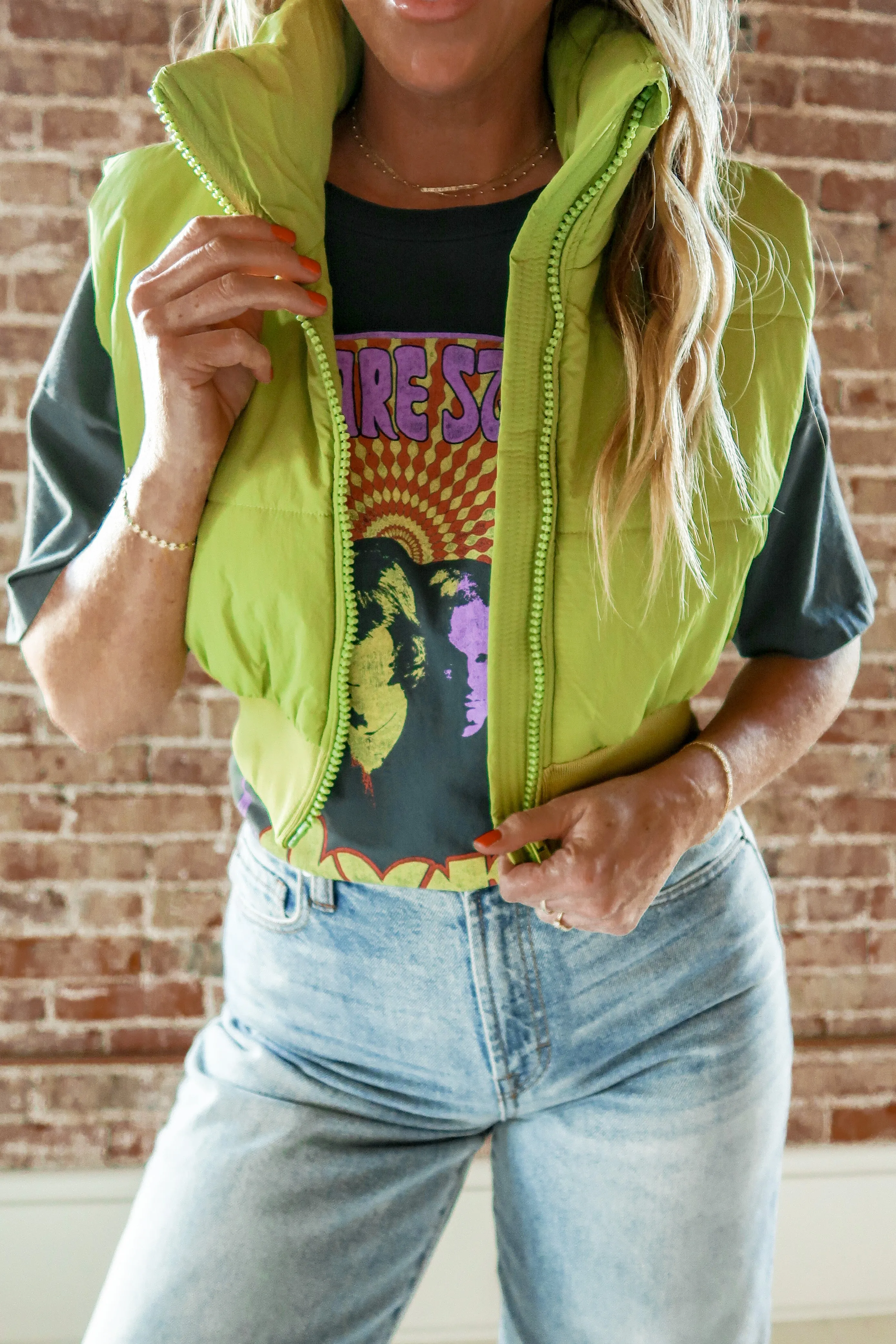 Funnel Neck Cropped Puffer Vest