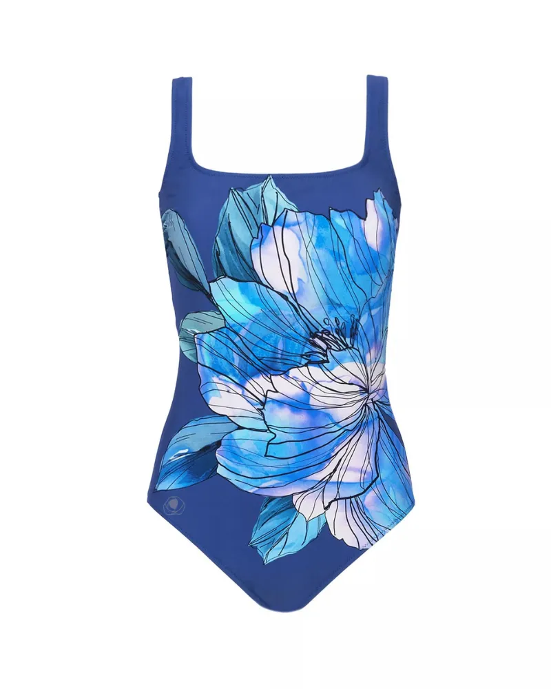 Gottex Wild Flower Square Neck Full Coverage Swimsuit