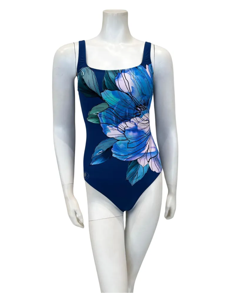 Gottex Wild Flower Square Neck Full Coverage Swimsuit