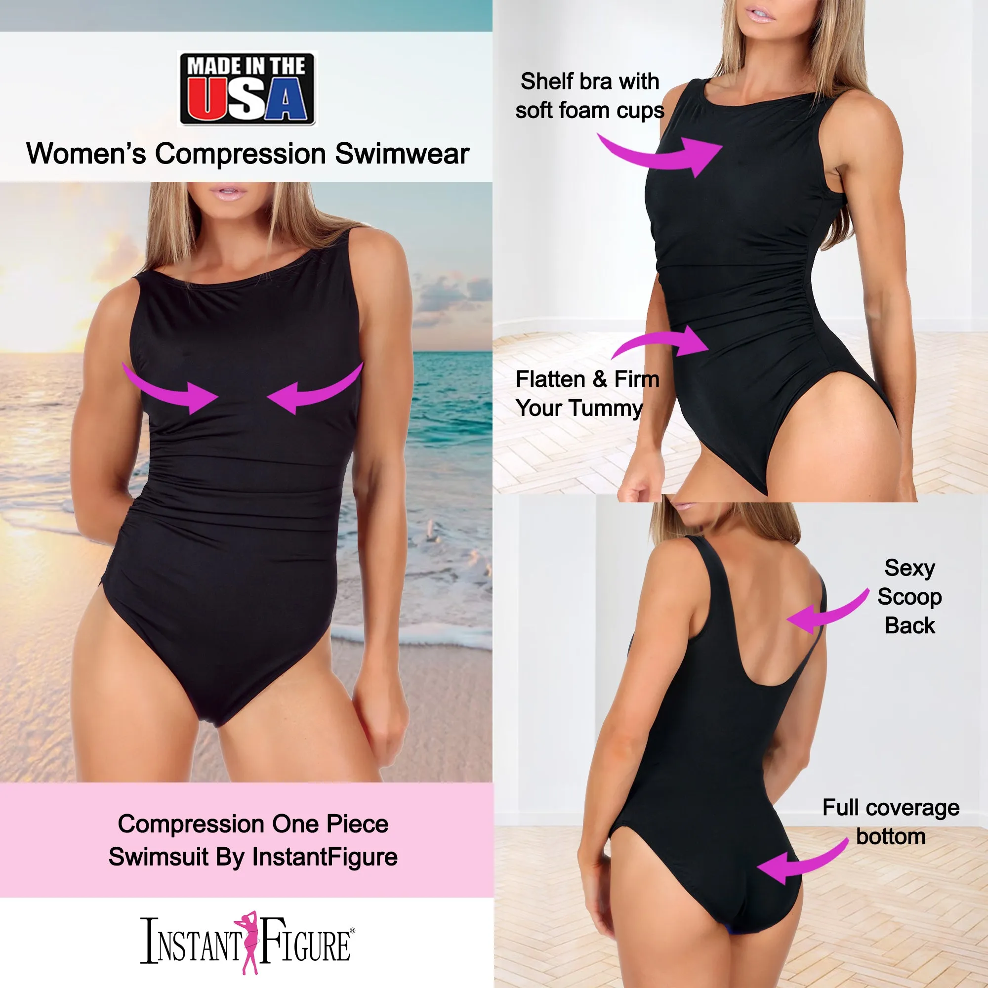 InstantFigure High-Neck One Piece Swimsuit 13591P