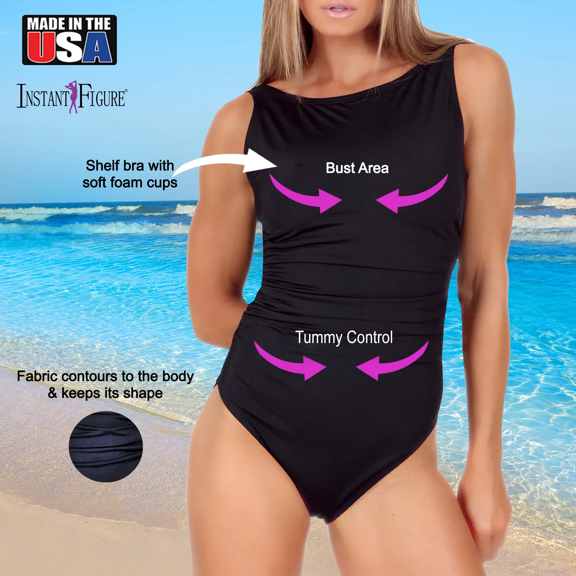 InstantFigure High-Neck One Piece Swimsuit 13591P