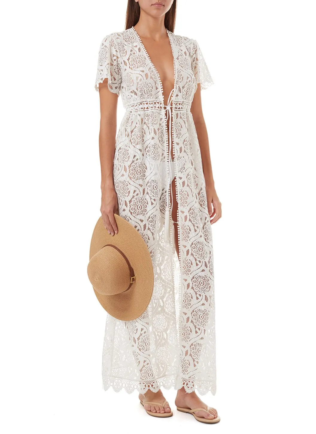 Jemima Wide Brim Beach Hat Beige