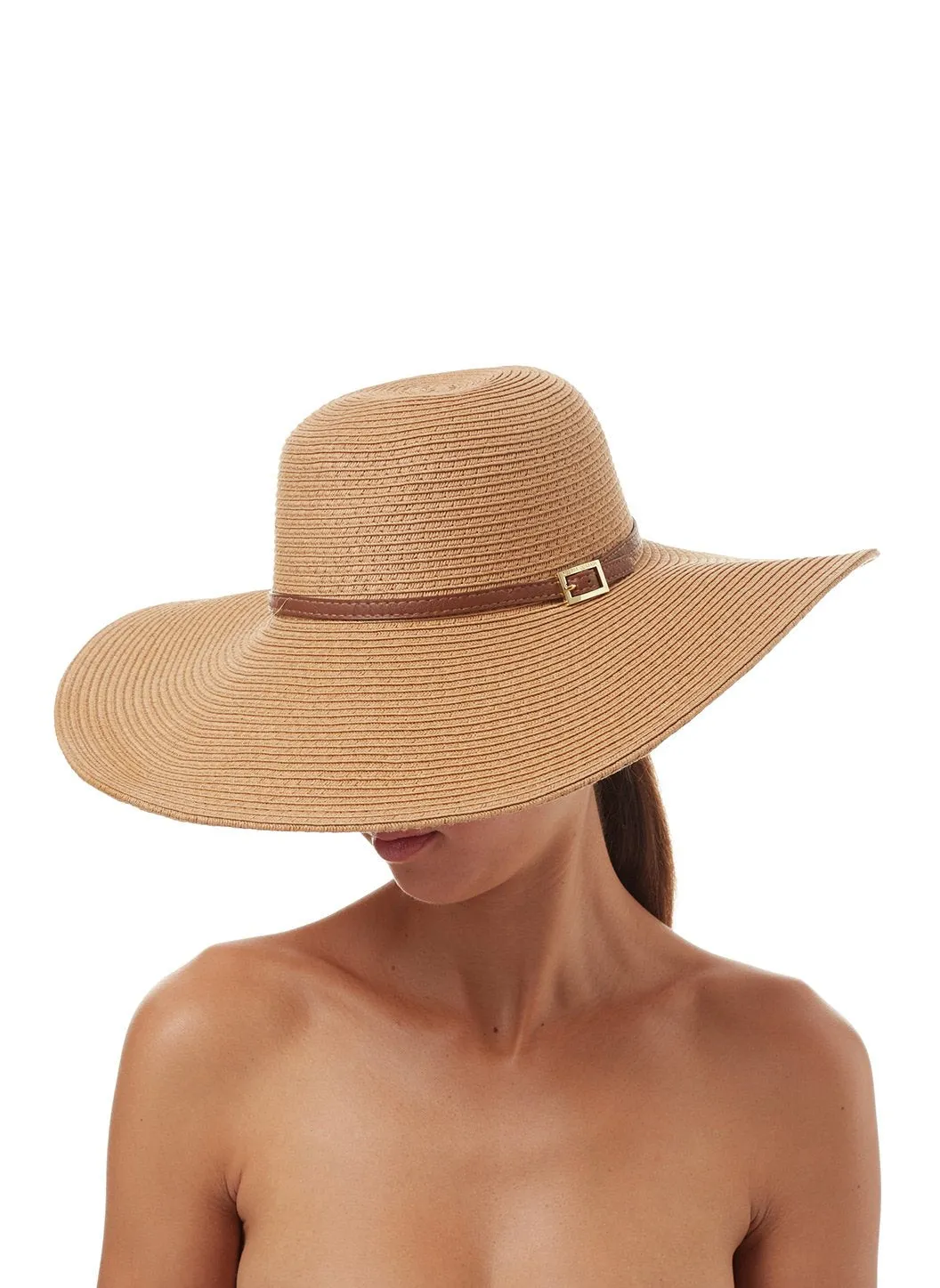 Jemima Wide Brim Beach Hat Beige