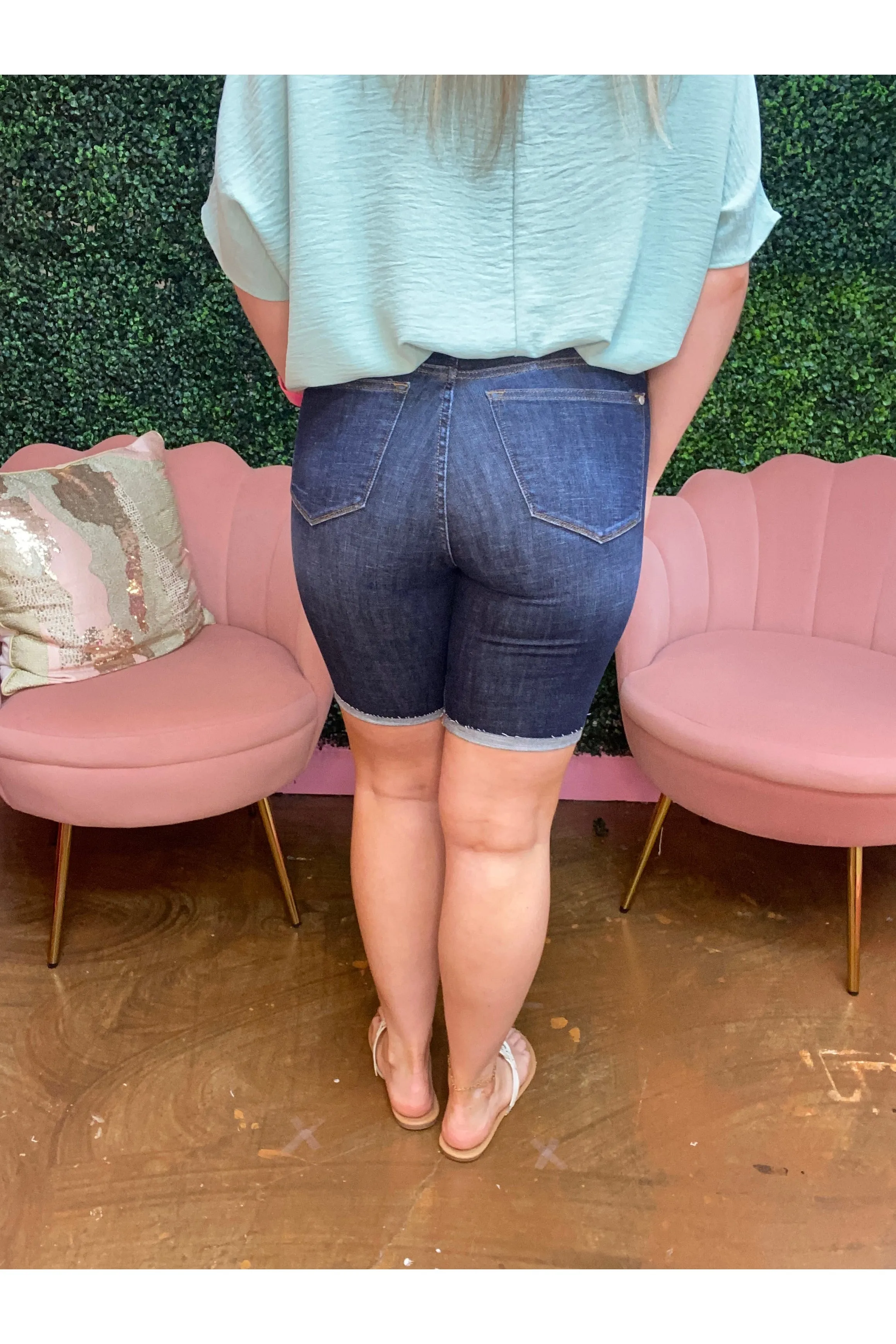 Judy Blue Lucy High Rise Patch Bermuda Shorts