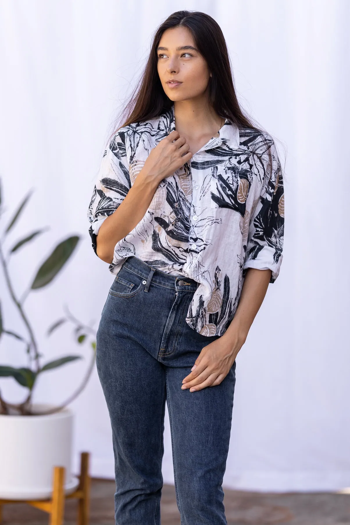 Kristin Button Down (Tropical Linen)