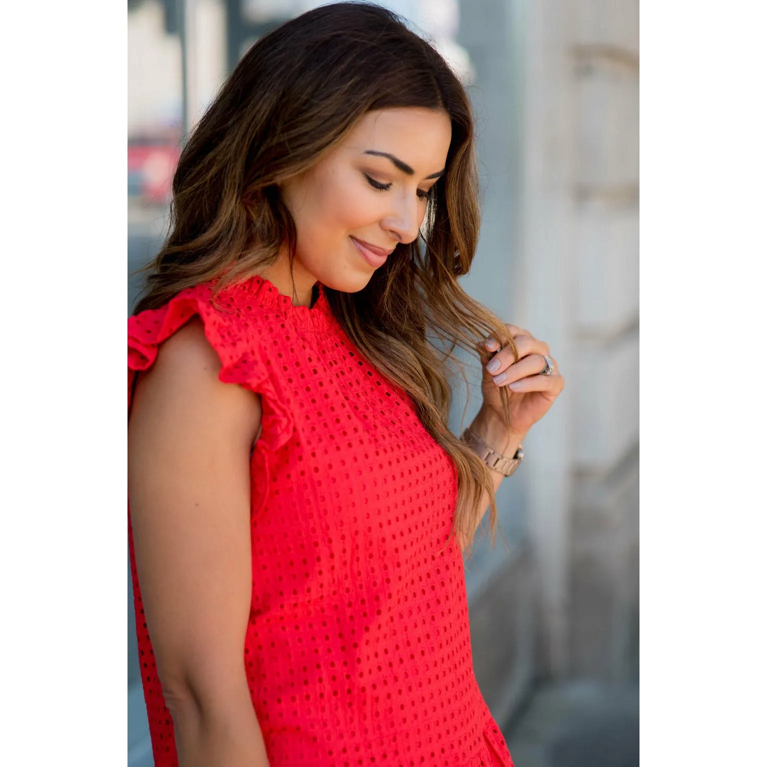 Lace Squared Ruffle Trim Tank
