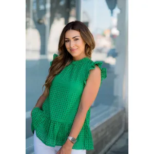 Lace Squared Ruffle Trim Tank