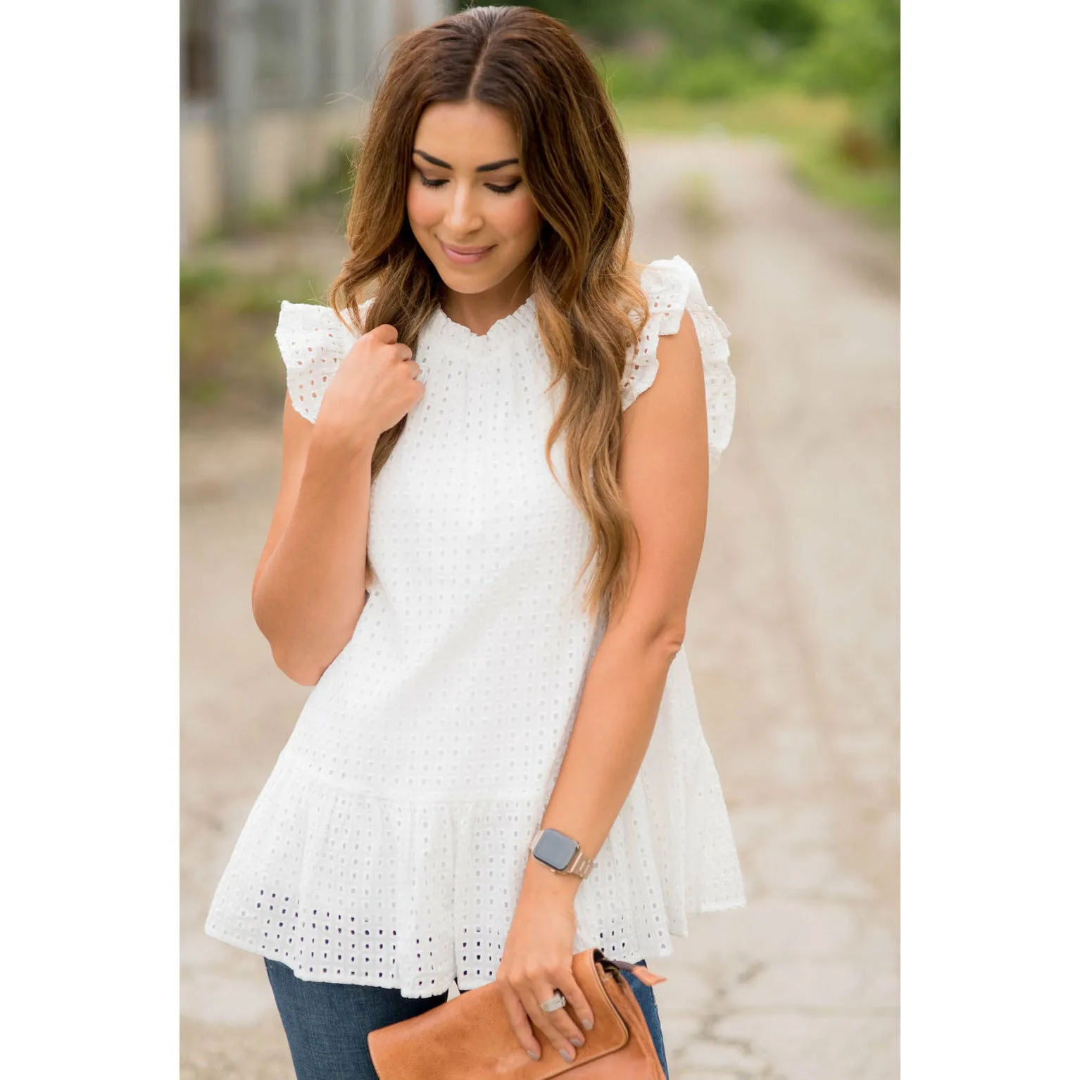 Lace Squared Ruffle Trim Tank