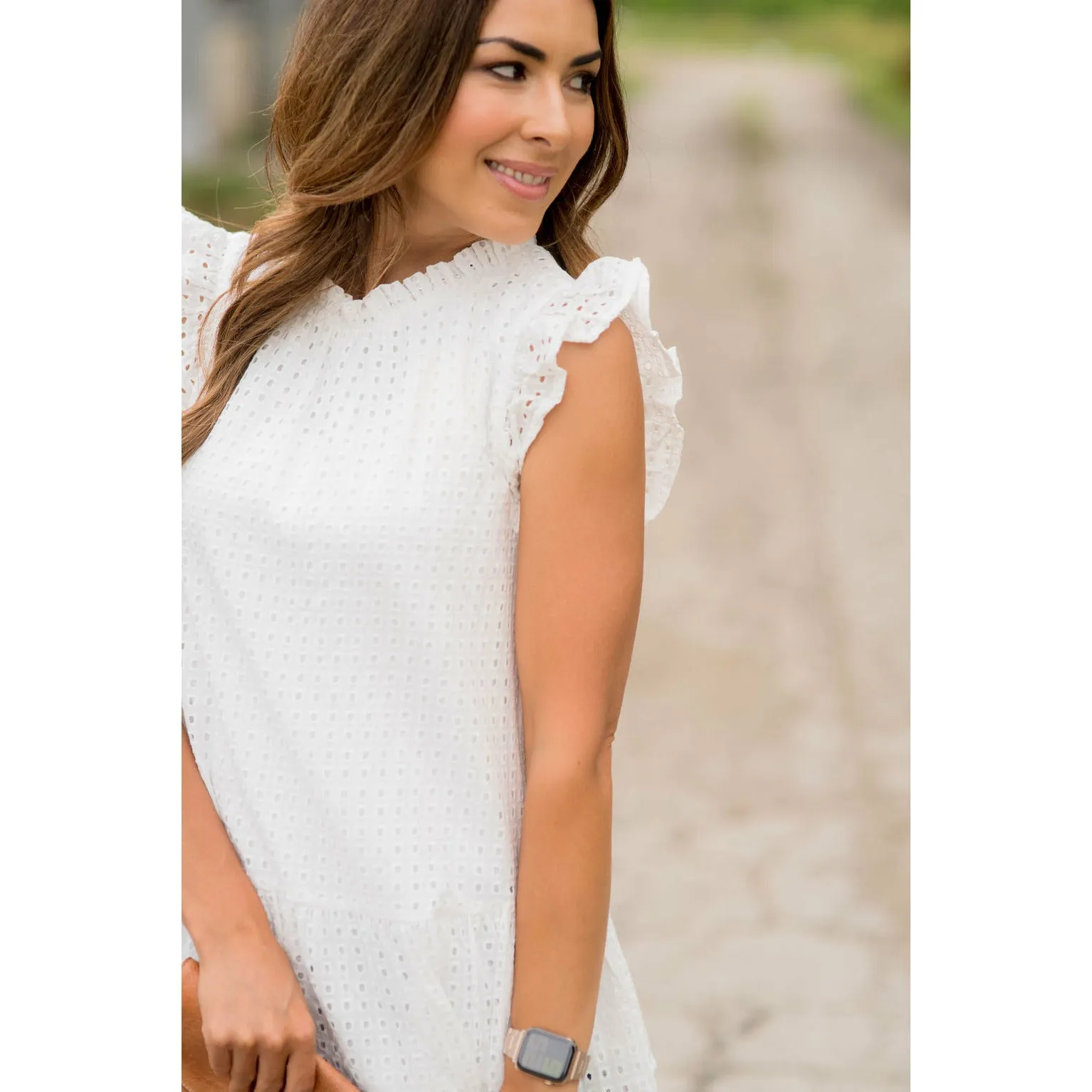 Lace Squared Ruffle Trim Tank