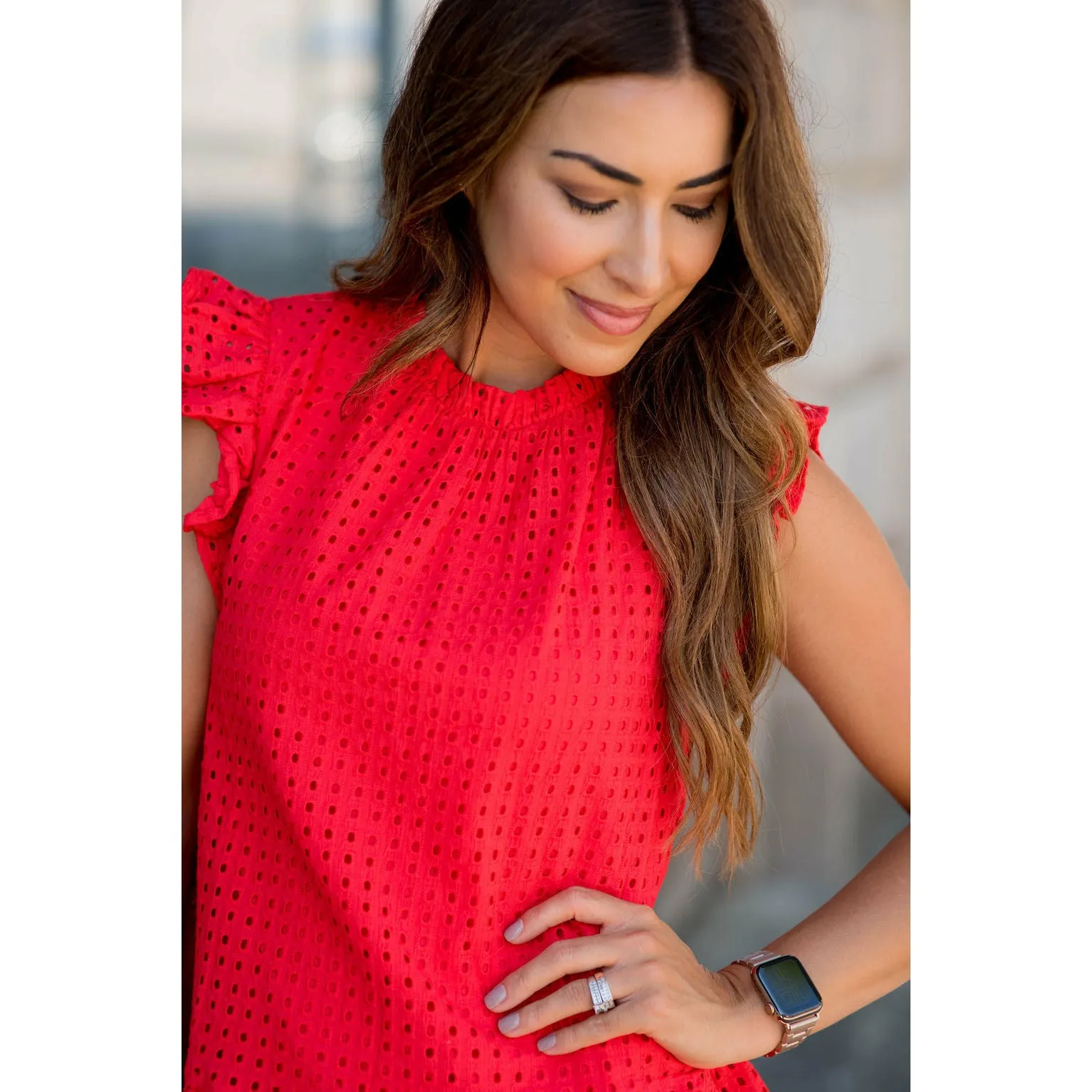 Lace Squared Ruffle Trim Tank