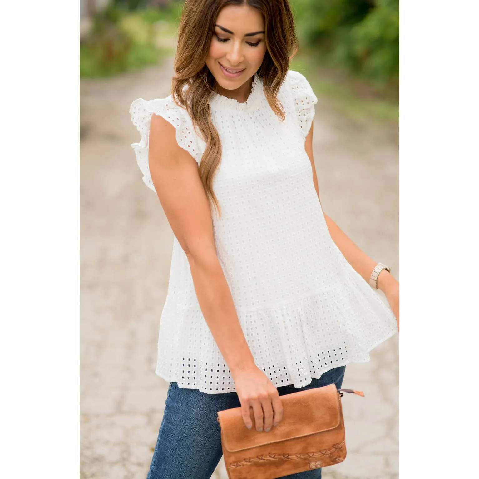 Lace Squared Ruffle Trim Tank