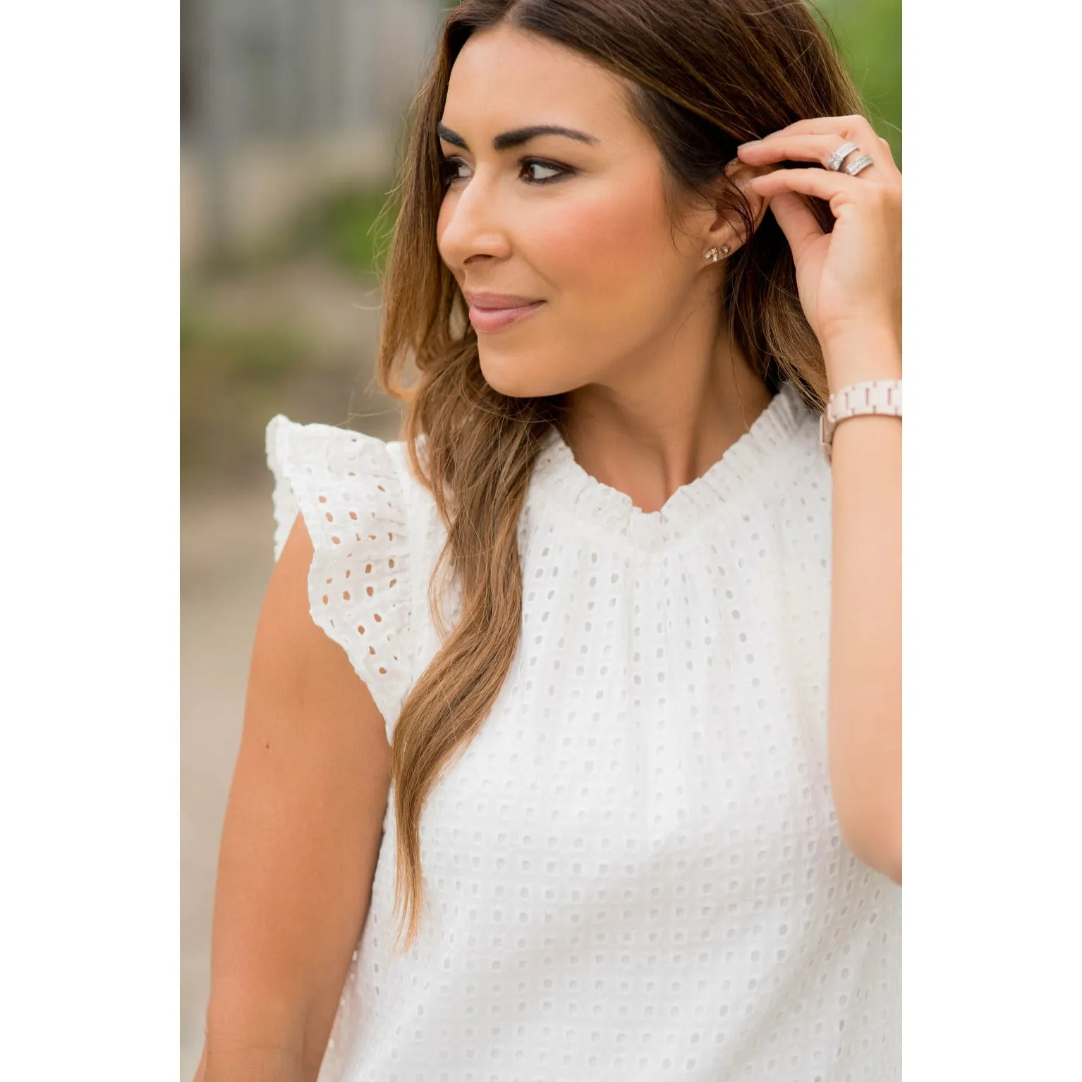 Lace Squared Ruffle Trim Tank