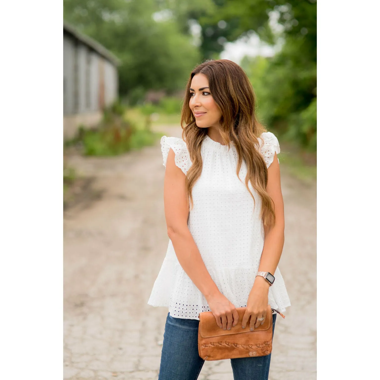 Lace Squared Ruffle Trim Tank