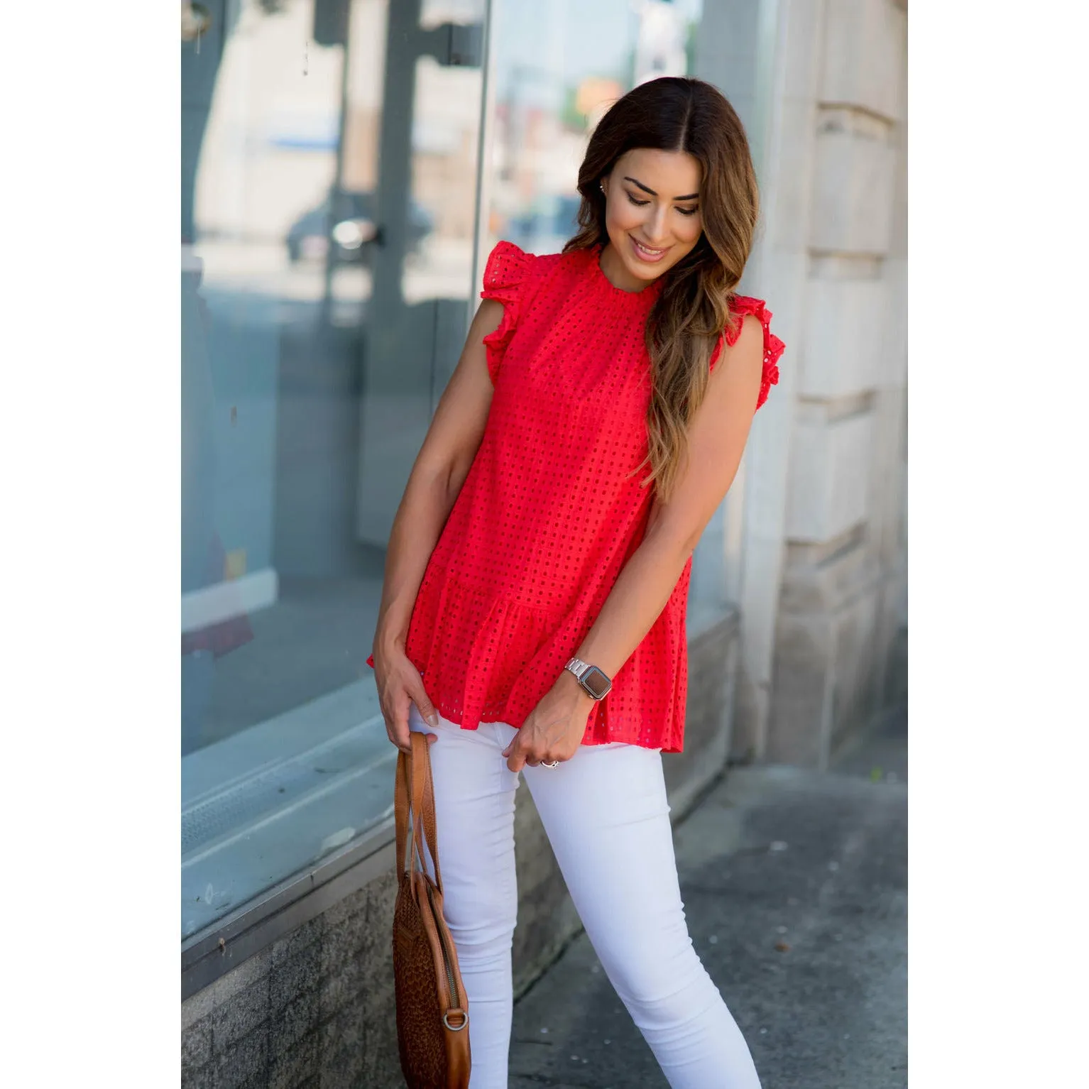Lace Squared Ruffle Trim Tank
