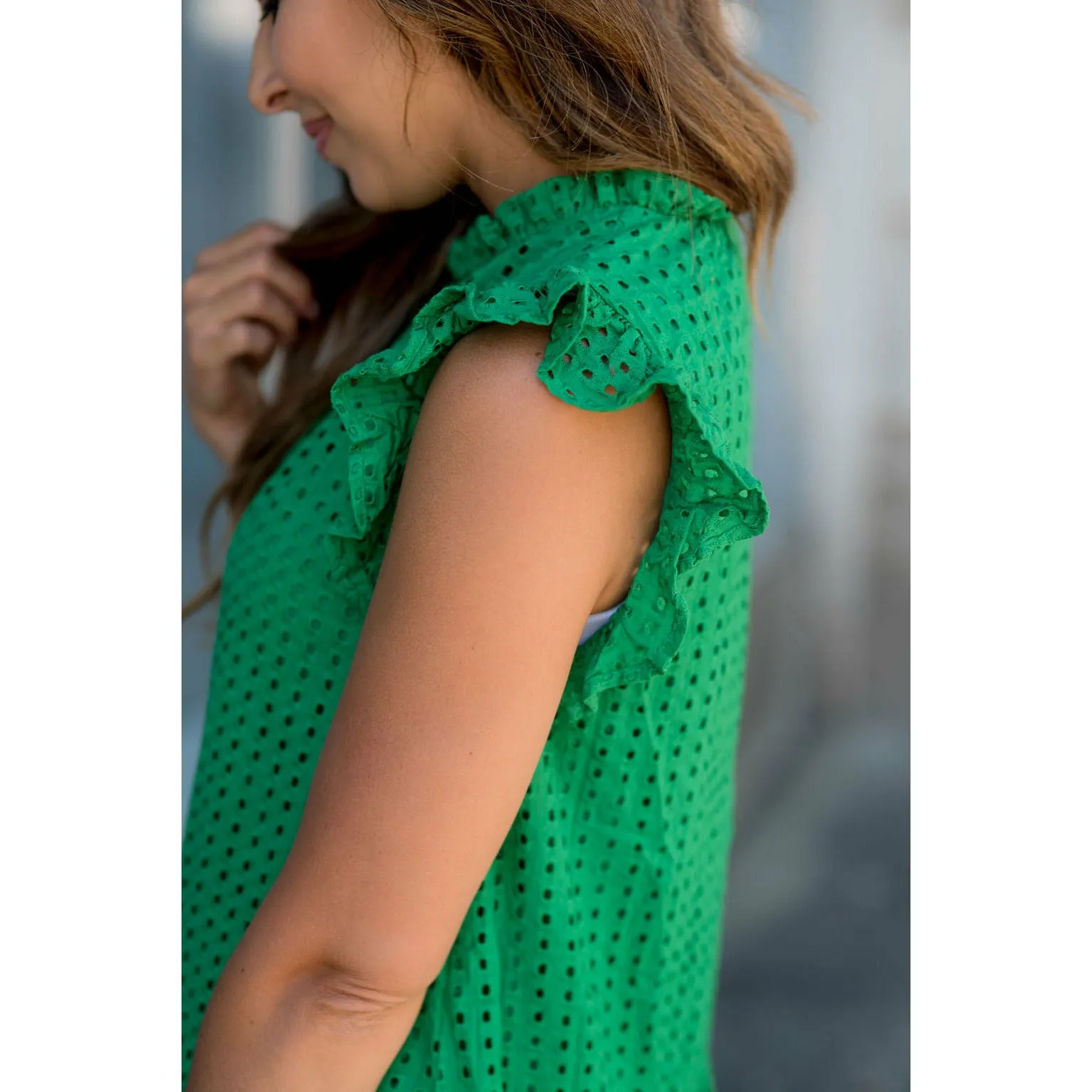 Lace Squared Ruffle Trim Tank