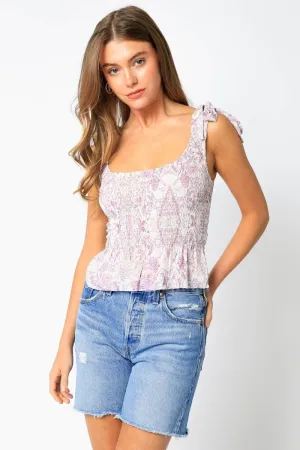 Lilac Smocked Tank