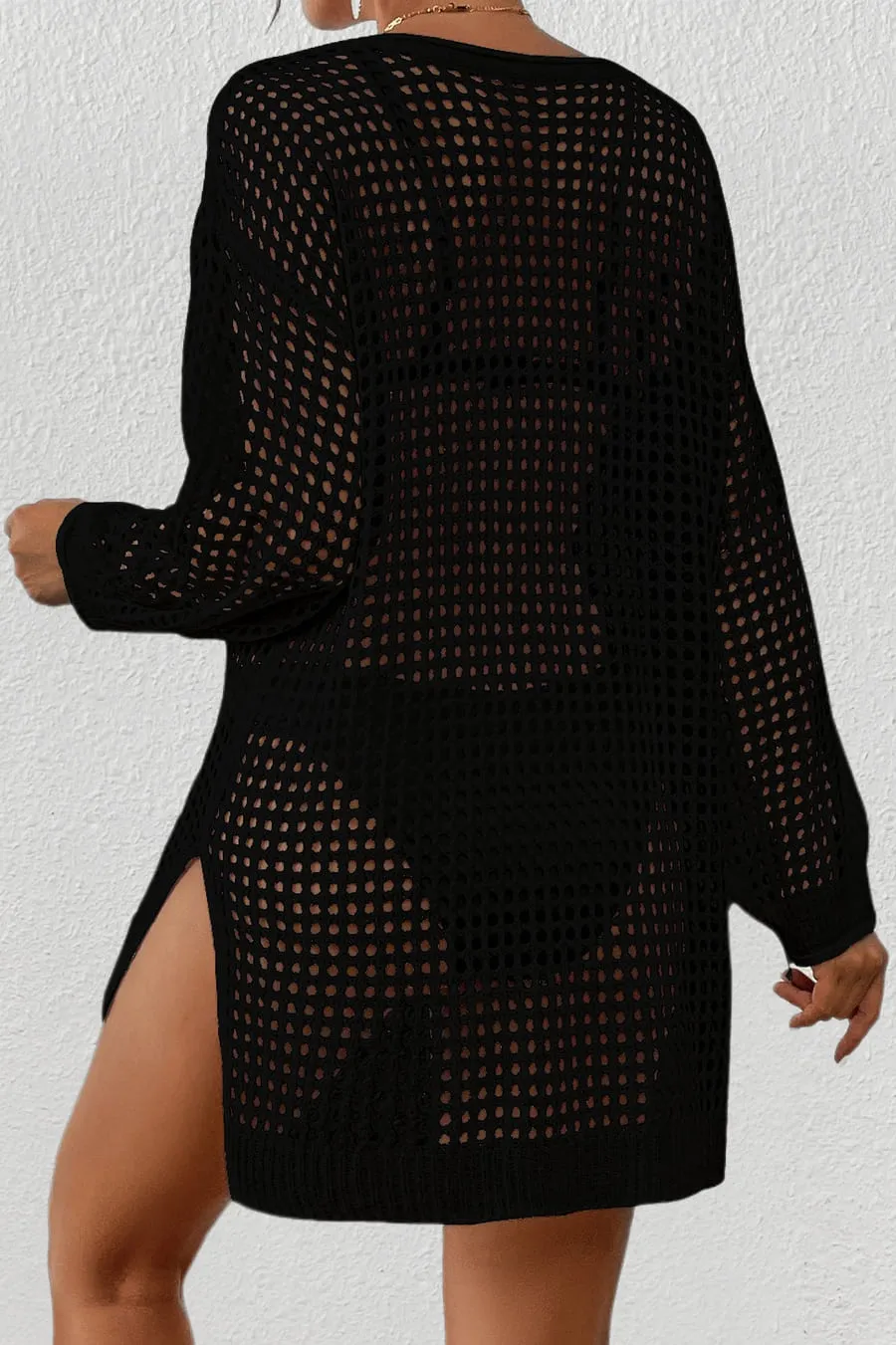 Long Sleeve Beach Mesh Crochet Top