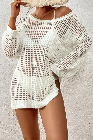 Long Sleeve Beach Mesh Crochet Top