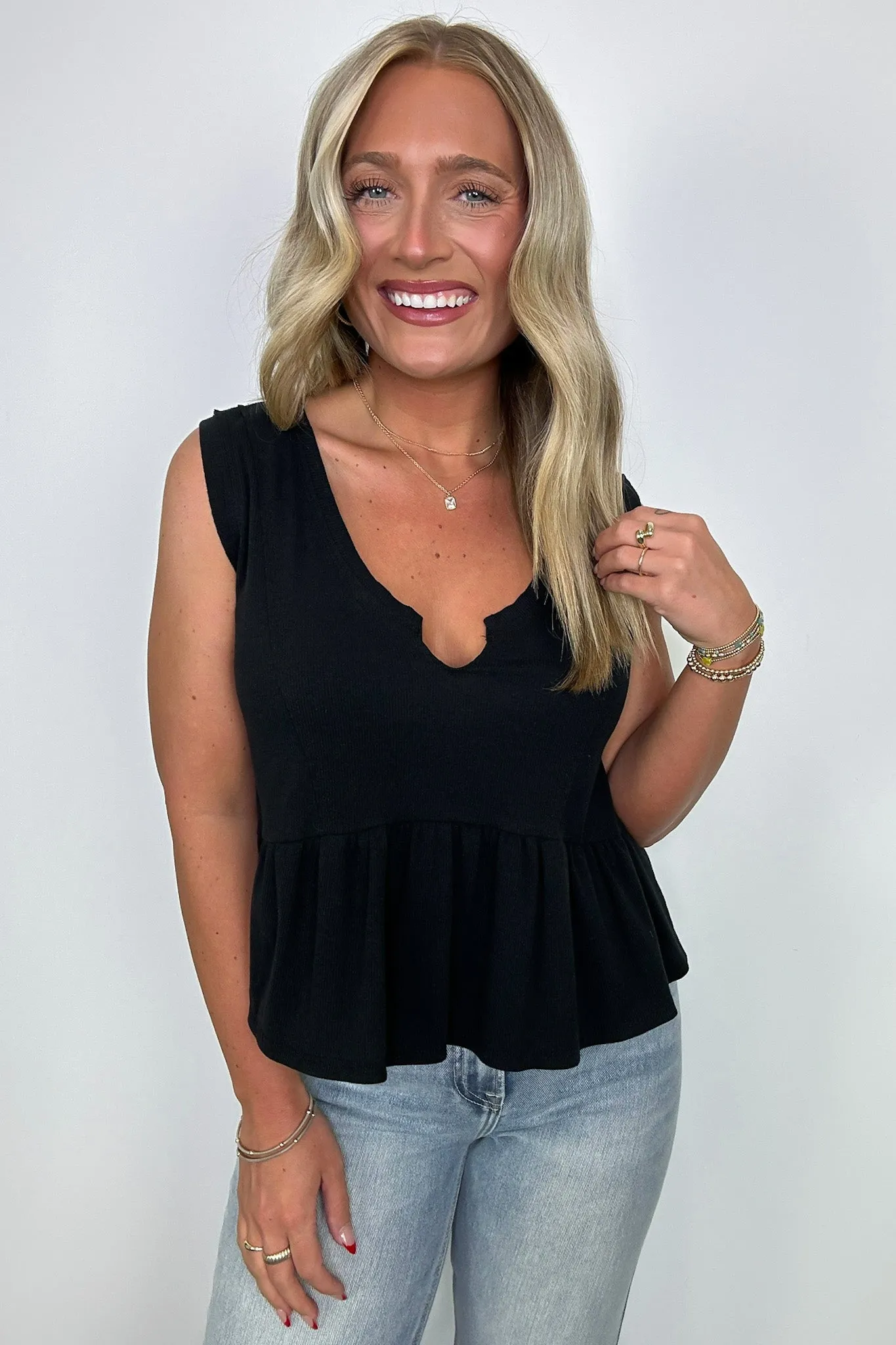 Marin Notch V-Neck Babydoll Tank Top