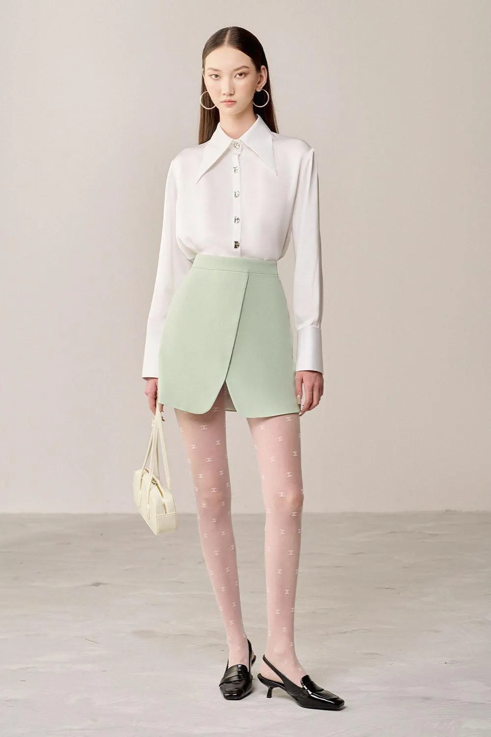 Maten Wrap High Waist Linen Cotton Mini Skirt