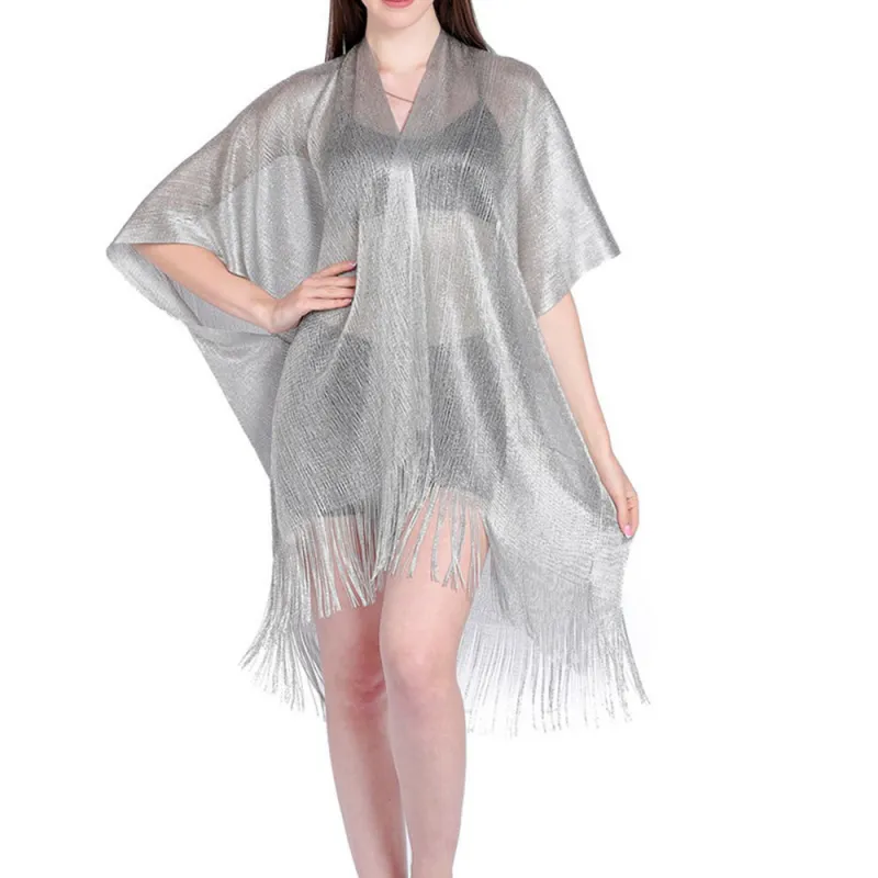 Mesh Gold Silver Silk Beach Cover-Up