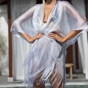 Mesh Gold Silver Silk Beach Cover-Up