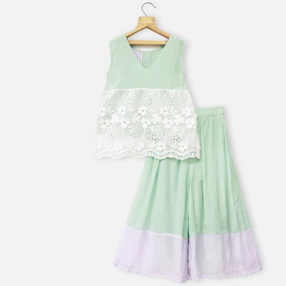Mint Hakoba Top With Palazzo