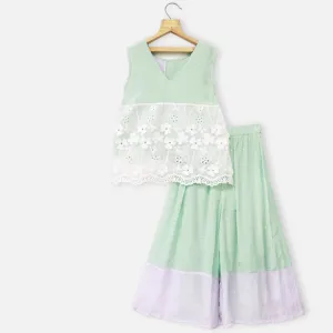Mint Hakoba Top With Palazzo
