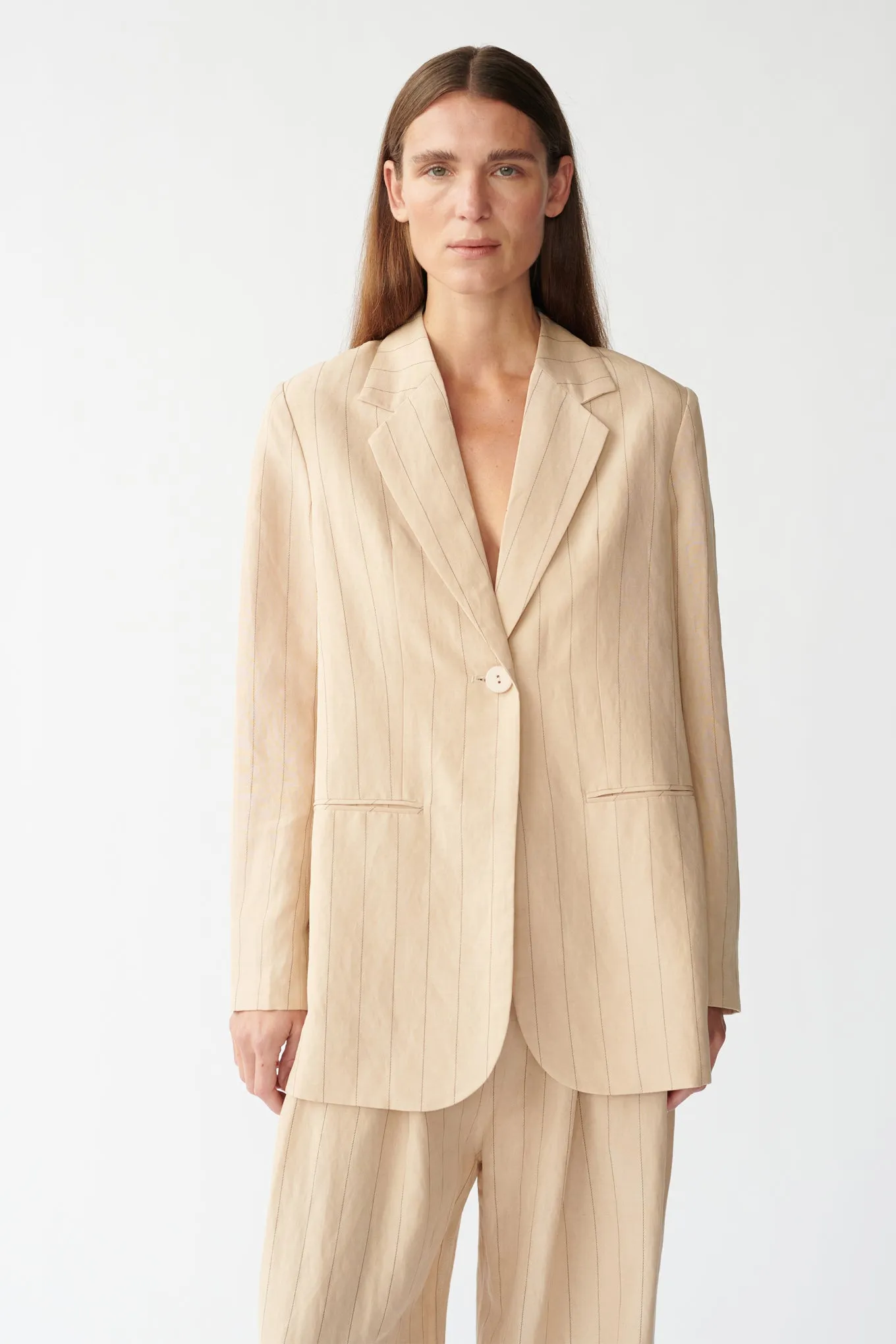 OTIS BLAZER - OYSTER PINSTRIPE - SILK/LINEN