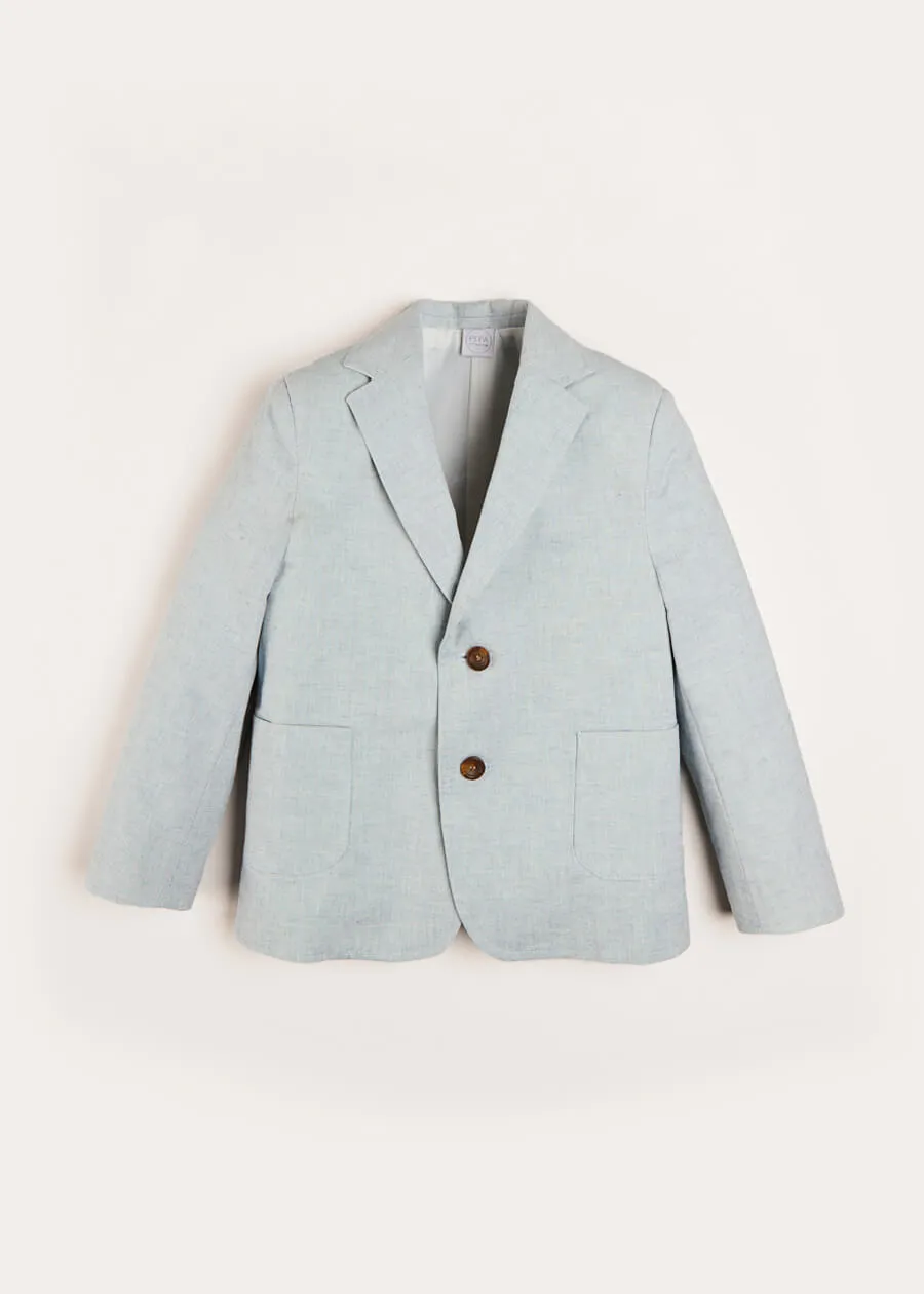 Plain Light Linen Blazer in Blue (4-10yrs)