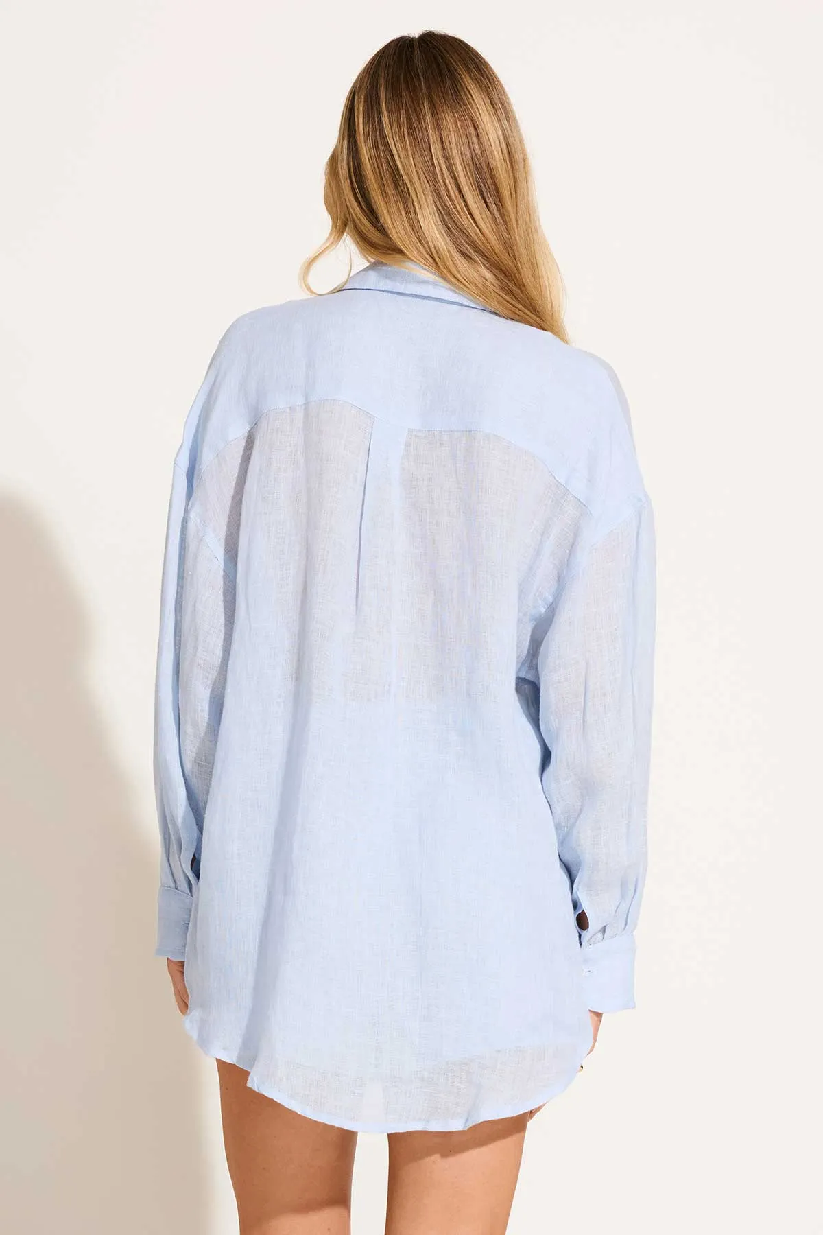 Playa Linen Shirt - Celeste Blue