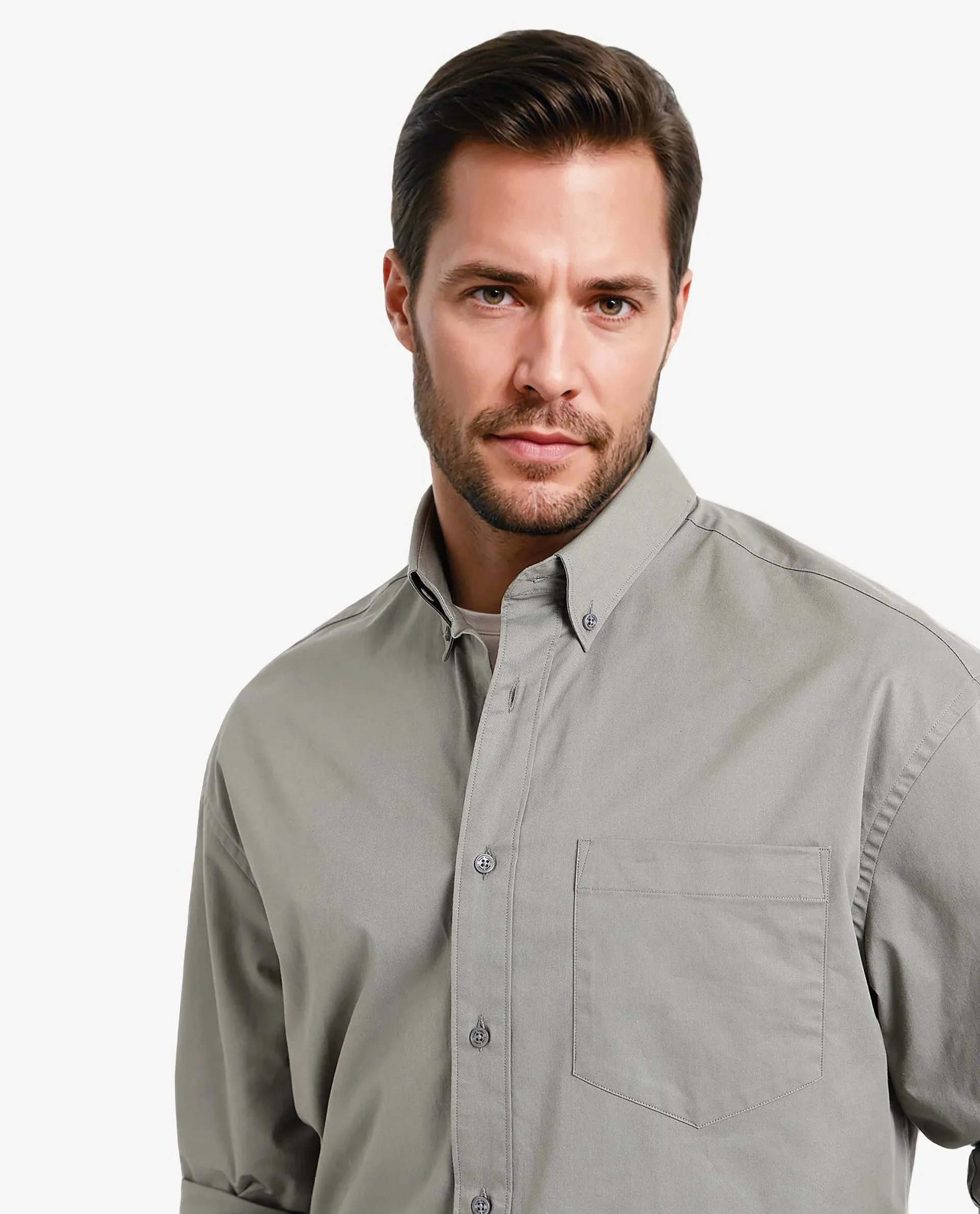 Rare Rabbit Men's Zord Green Cotton Lycra Fabric Full Sleeves Button Down Collar Boxy Fit Plain Shirt