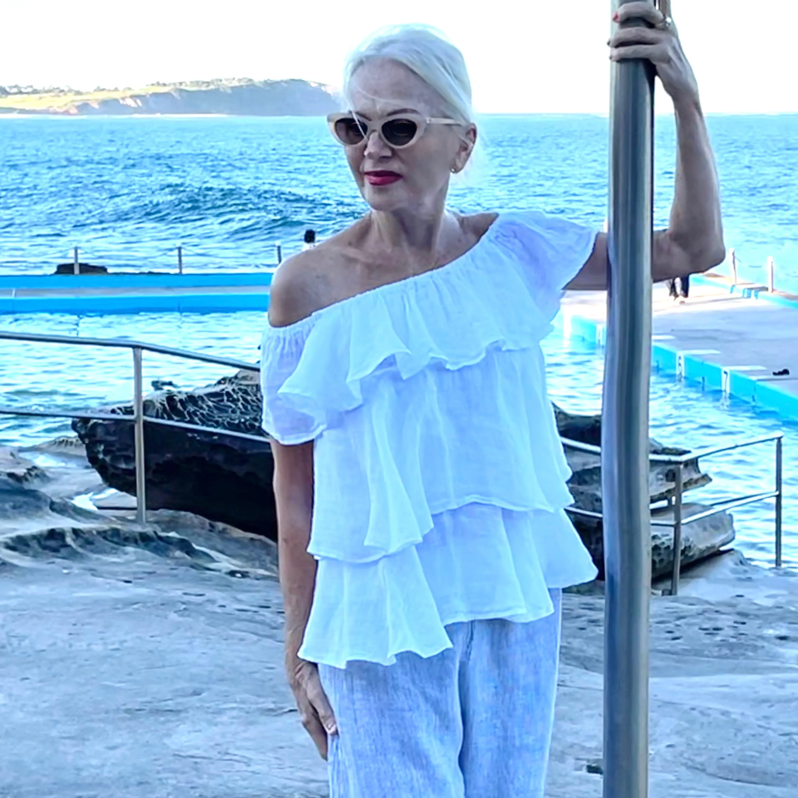 Ruffle Gauze Top